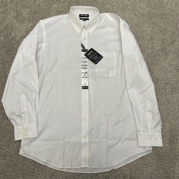 Kirkland Dress Shirt 16.5 34/35 White Traditional Fit Non-Iron Button Down New - Picture 2 of 7